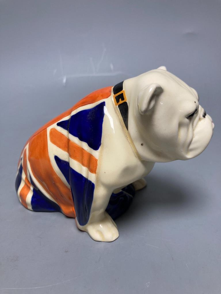 After Charles Noakes, a Royal Doulton Union Jack British Bulldog, RD645658, height 10cm